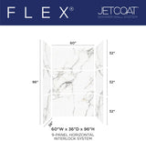 60"x36"X96" JETCOAT FLEX Bianco Marble Shower Wall System