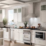ZLINE 24 in. 2.8 cu. ft. Legacy Dual Fuel Range with 4 Burner Gas Cooktop and Electric Convection Oven in Stainless Steel with Satin Stainless Steel Door (RA-SN-24)