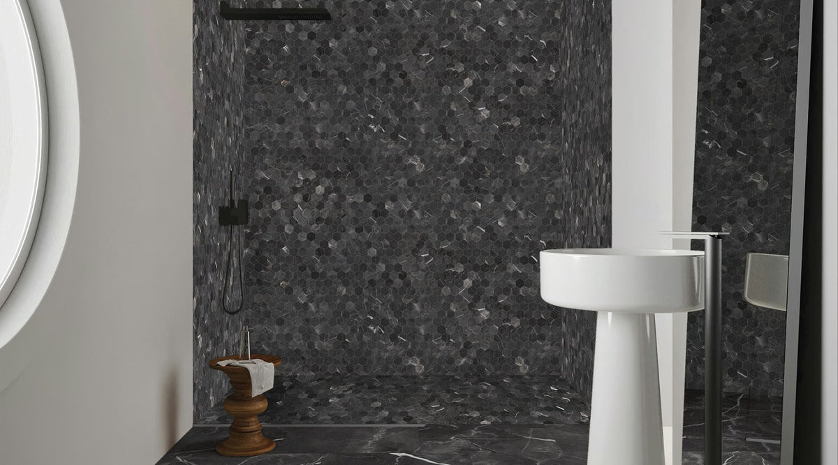 48 x 48 in Majesto Forge Eleganza Honed Rectified Colorsync Porcelain Tile installed