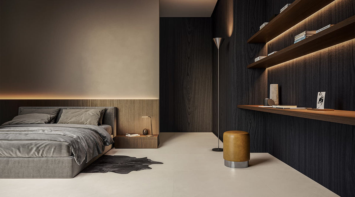 36 x 36 in Majesto French Vanilla Honed Rectified Colorsync Porcelain Tile installed