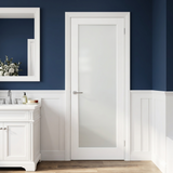 Ivanees White Primed 1 Lite Frosted Glass Door Slab 96 Inch Height