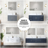 Geneva 30 in. Bathroom Floating Bathroom Vanity With Undermount Ceramic Sink With White Carrara Marble Top