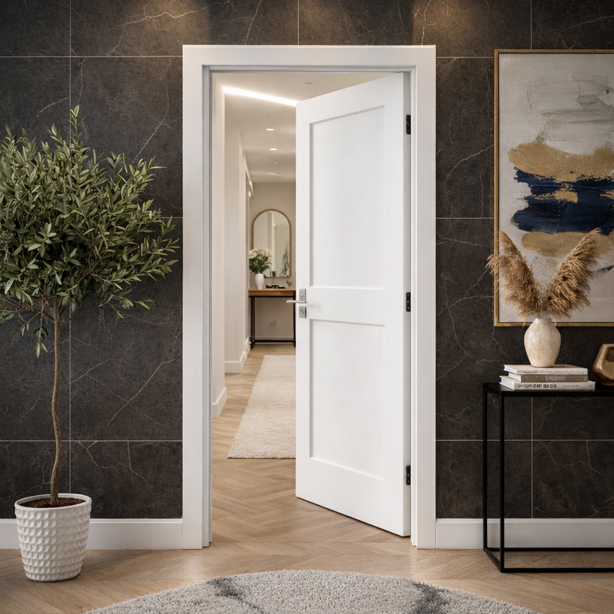 Ivanees 2-Panel Hollow Core Molded Shaker Door Slab 80 Inch Height