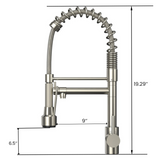 19.29 Inches Single Handle Pull-down Sprayer Kitchen Faucet With Black Plate