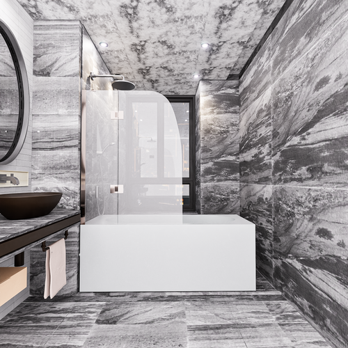 Ivanees 60 In. H x 45 In. W Hinged Frameless French Glass Bathtub Door