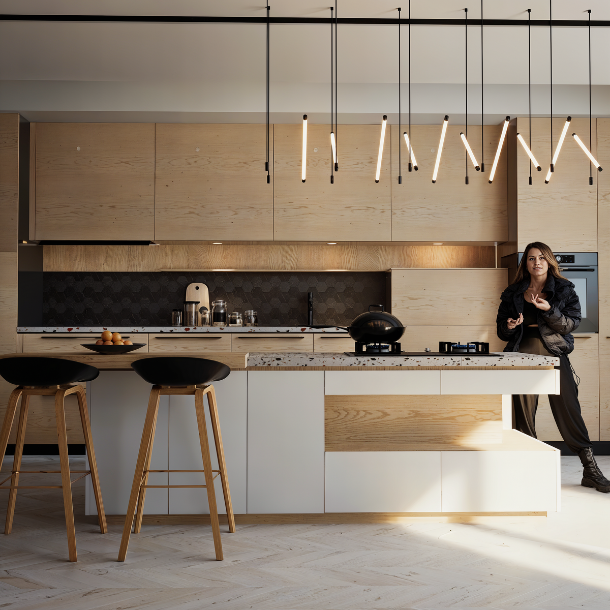 6 in La Nero Venato Marca Hexagon Honed Glazed Porcelain Mosaic Tile