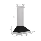 ZLINE 30 in. Convertible Fingerprint Resistant DuraSnow® Stainless Steel Range Hood with Black Matte Shell and Stainless Steel Handle (KB4SNX-BLM-30)