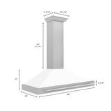 ZLINE 48 in. Convertible Fingerprint Resistant DuraSnow® Stainless Steel Range Hood with White Matte Shell and Stainless Steel Handle (KB4SNX-WM-48)