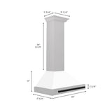 ZLINE 30 in. Autograph Edition Convertible Fingerprint Resistant DuraSnow® Stainless Steel Range Hood with White Matte Shell and Matte Black Handle (KB4SNZ-WM30-MB)
