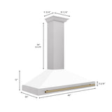 ZLINE 48 in. Autograph Edition Convertible Fingerprint Resistant DuraSnow® Stainless Steel Range Hood with White Matte Shell and Champagne Bronze Handle (KB4SNZ-WM48-CB)