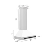 ZLINE 30 in. Autograph Edition Convertible Stainless Steel Range Hood with White Matte Shell and Matte Black Accents (KB4STZ-WM30-MB)