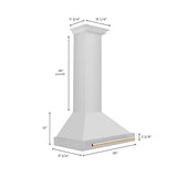 ZLINE 30 in. Autograph Edition Convertible Stainless Steel Range Hood with Stainless Steel Shell and Polished Gold Accents (KB4STZ-30-G)