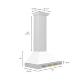 ZLINE 30 in. Autograph Edition Convertible Stainless Steel Range Hood with White Matte Shell and Champagne Bronze Accents (KB4STZ-WM30-CB)