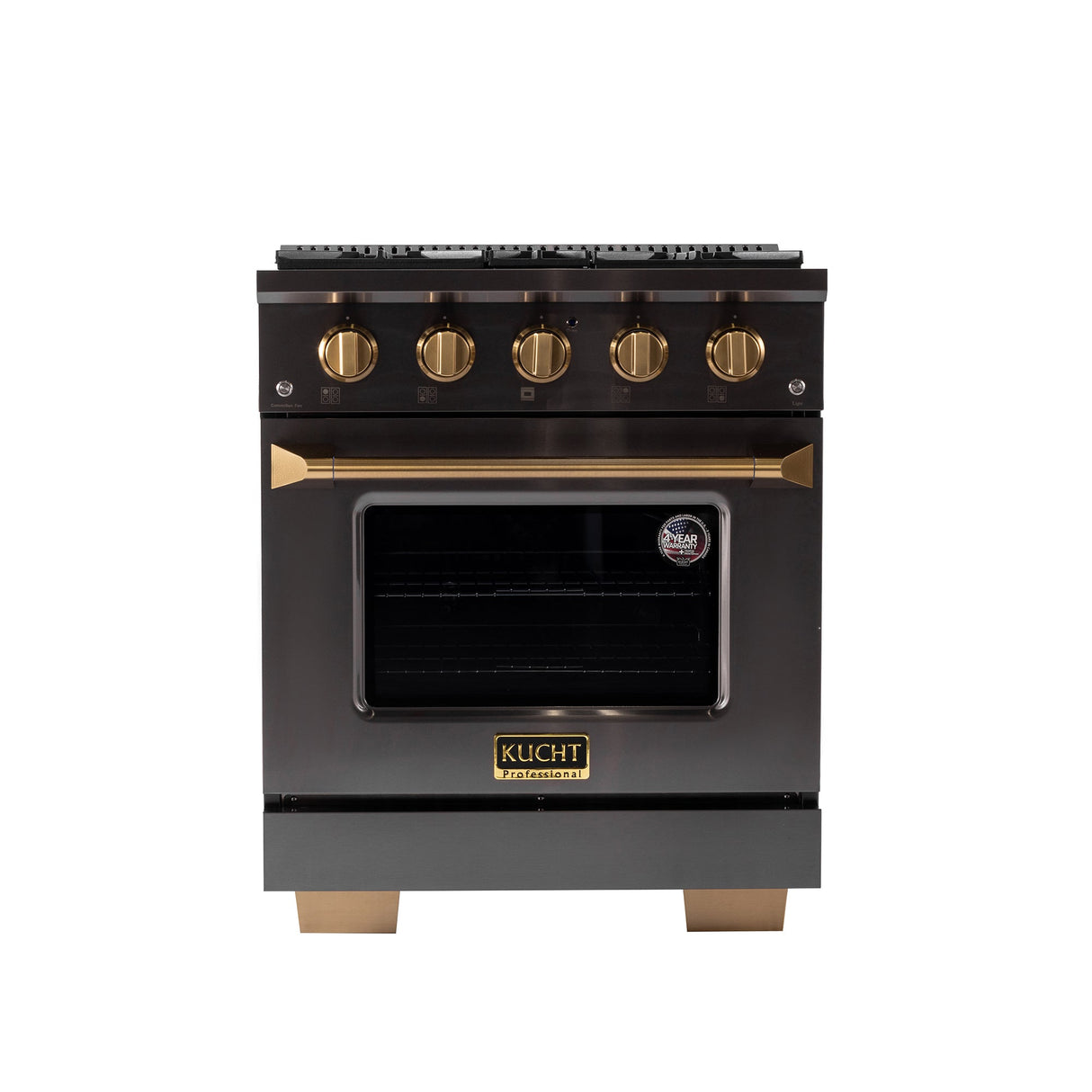 KUCHT Gemstone Professional 30 in. 4.2 cu. ft. Dual Fuel Range for Natural Gas with Sealed Burners and Convection Oven in Titanium Stainless Steel