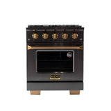 KUCHT Gemstone Professional 30 in. 4.2 cu. ft. Dual Fuel Range for Natural Gas with Sealed Burners and Convection Oven in Titanium Stainless Steel