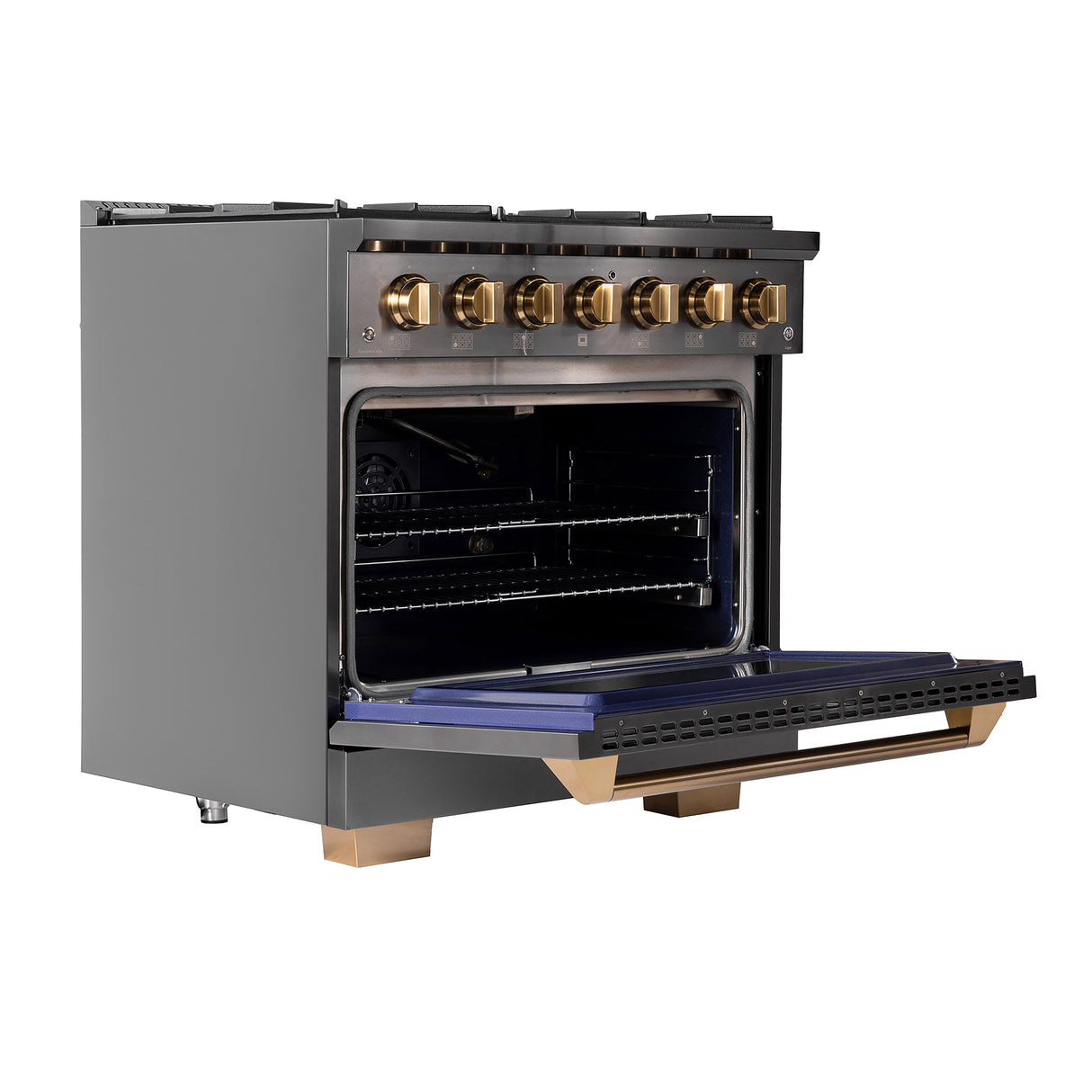 KUCHT Gemstone Professional 36 in. 5.2 cu. ft. Propane Gas Range with Sealed Burners and Convection Oven in Titanium Stainless Steel