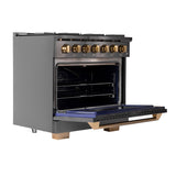 KUCHT Gemstone Professional 36 in. 5.2 cu. ft. Propane Gas Range with Sealed Burners and Convection Oven in Titanium Stainless Steel