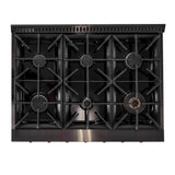 KUCHT Gemstone Professional 36 in. 5.2 cu. ft. Dual Fuel Range for Propane Gas with Sealed Burners and Convection Oven in  Titanium Stainless Steel