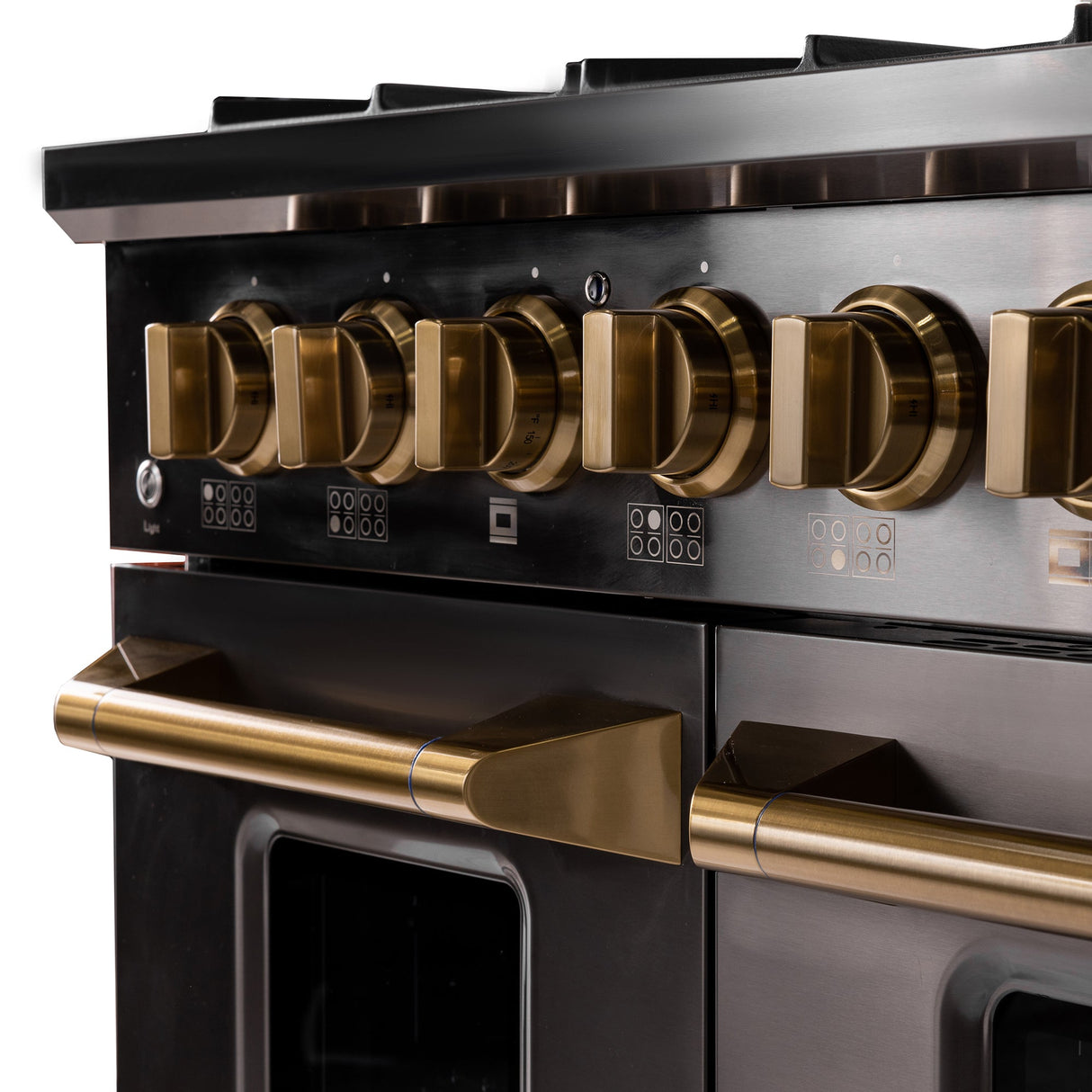 KUCHT Gemstone Professional 48 in. 6.7 cu. ft. Propane Gas Range with Sealed Burners, Griddle/Grill and Two Ovens - One Convection - in Titanium Stainless Steel