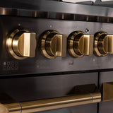 KUCHT Gemstone Professional 48 in. 6.7 cu. ft. Propane Gas Range with Sealed Burners, Griddle/Grill and Two Ovens - One Convection - in Titanium Stainless Steel