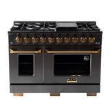 KUCHT Gemstone Professional 48 in. 6.7 cu. ft. Propane Gas Range with Sealed Burners, Griddle/Grill and Two Ovens - One Convection - in Titanium Stainless Steel