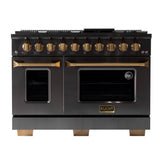 KUCHT Gemstone Professional 48 in. 6.7 cu. ft. Propane Gas Range with Sealed Burners, Griddle/Grill and Two Ovens - One Convection - in Titanium Stainless Steel