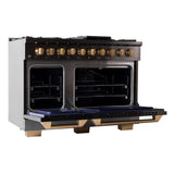 KUCHT Gemstone Professional 48 in. 6.7 cu. ft. Propane Gas Range with Sealed Burners, Griddle/Grill and Two Ovens - One Convection - in Titanium Stainless Steel