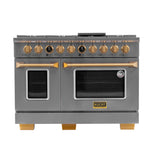48 in. 6.7 cu. ft. 8 Burners Dual Fuel Range for Propane Gas in Stainless Steel with Kucht Horus Thermostat