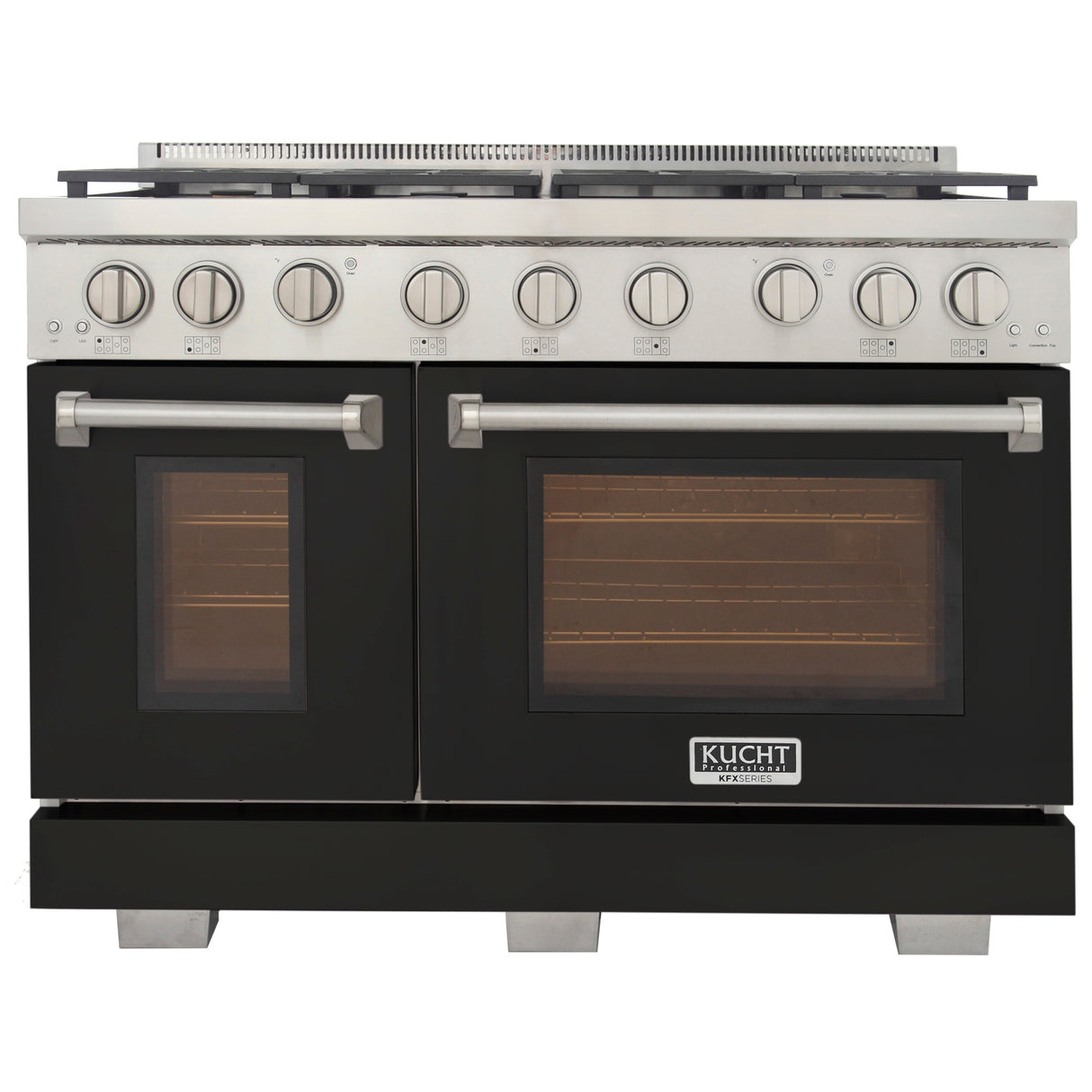KUCHT Professional 48 in. 6.7 cu. ft. Natural Gas Range with Sealed Burners, Grill / Griddle and Two Ovens - One Convection