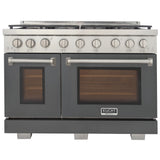 KUCHT Professional 48 in. 6.7 cu. ft. Natural Gas Range with Sealed Burners, Grill / Griddle and Two Ovens - One Convection