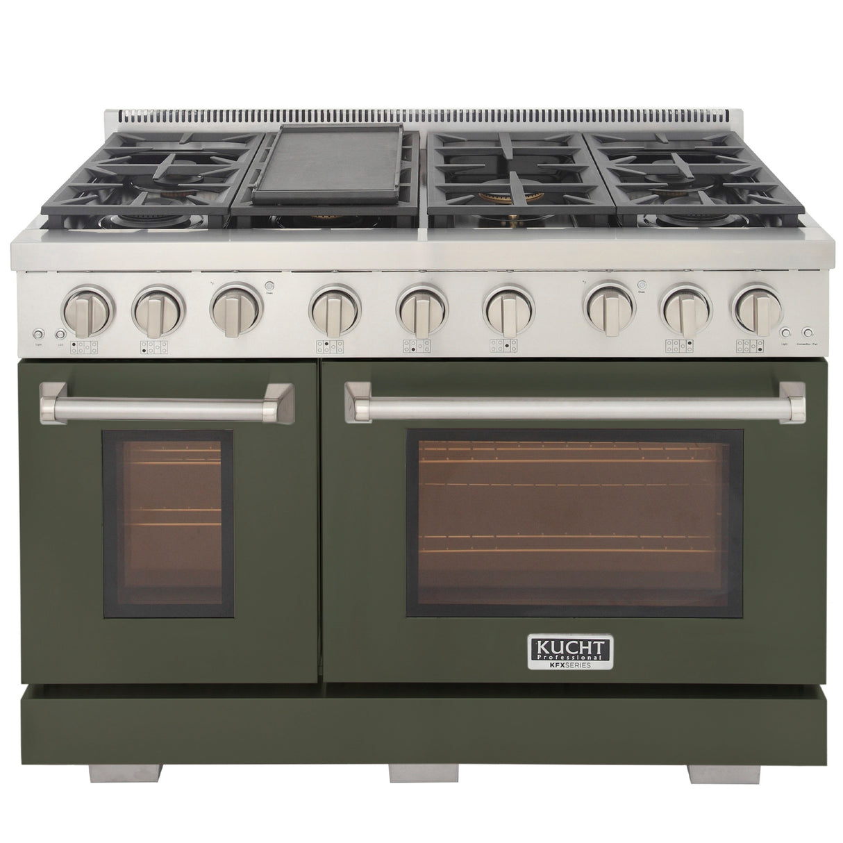 KUCHT Professional 48 in. 6.7 cu. ft. Propane Gas Range with Sealed Burners, Griddle and Two Ovens - One Convection