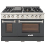 KUCHT Professional 48 in. 6.7 cu. ft. Natural Gas Range with Sealed Burners, Grill / Griddle and Two Ovens - One Convection