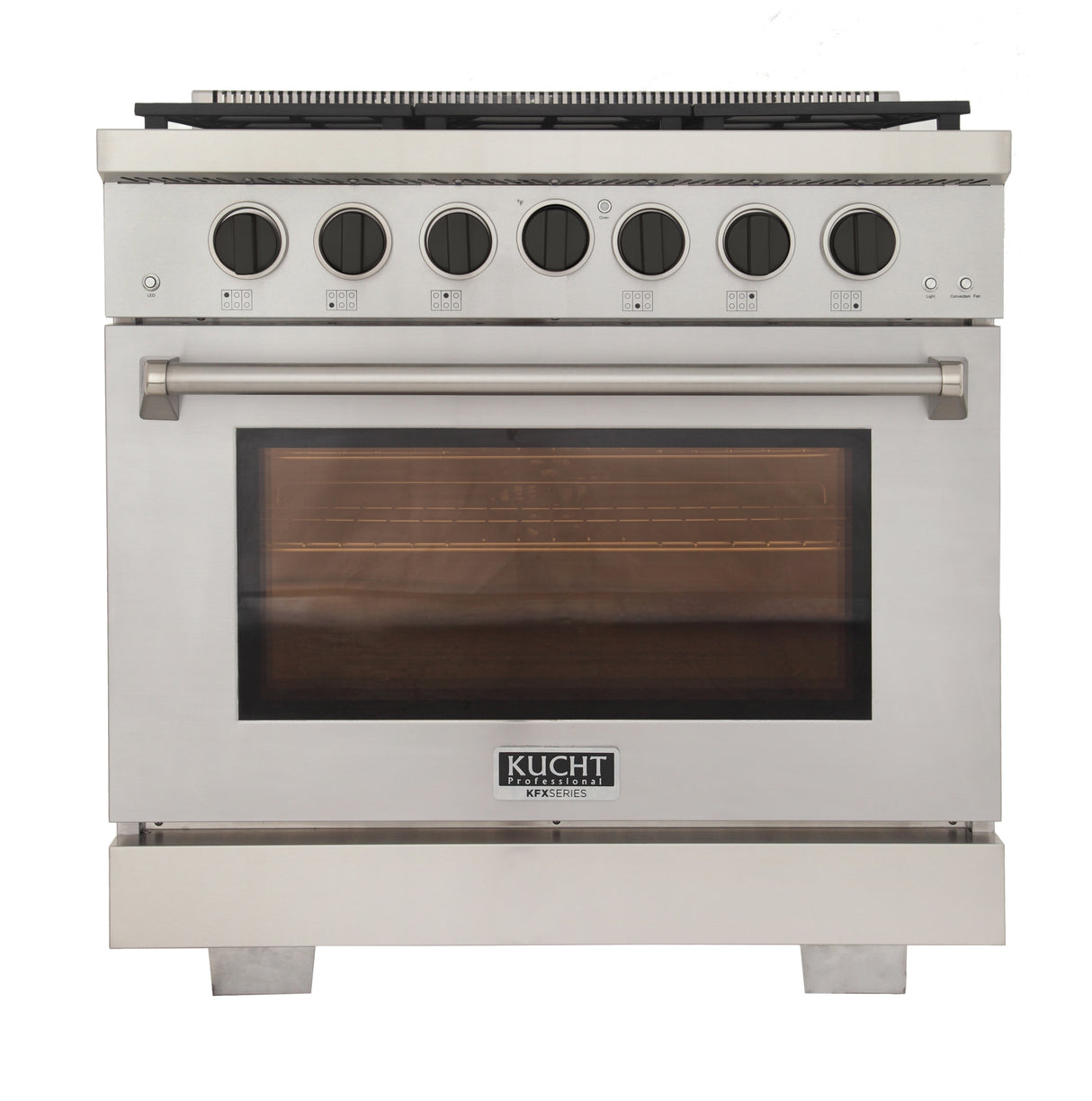 KUCHT Professional 36 in. 5.2 cu. ft. Propane Gas Range with Sealed Burners and Convection Oven in Stainless Steel With Knobs