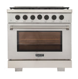 KUCHT Professional 36 in. 5.2 cu. ft. Propane Gas Range with Sealed Burners and Convection Oven in Stainless Steel With Knobs