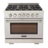 KUCHT Professional 36 in. 5.2 cu. ft. Propane Gas Range with Sealed Burners and Convection Oven in Stainless Steel With Knobs