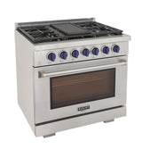 KUCHT Professional 36 in. 5.2 cu. ft. Natural Gas Range with Sealed Burners and Convection Oven in Stainless Steel With Knobs