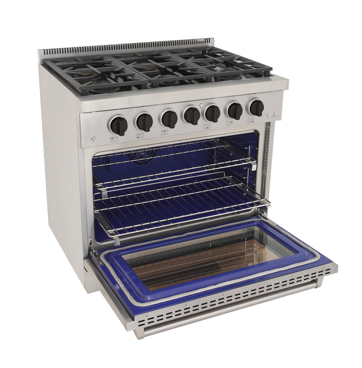 KUCHT Professional 36 in. 5.2 cu. ft. Propane Gas Range with Sealed Burners and Convection Oven in Stainless Steel With Knobs
