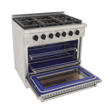 KUCHT Professional 36 in. 5.2 cu. ft. Propane Gas Range with Sealed Burners and Convection Oven in Stainless Steel With Knobs
