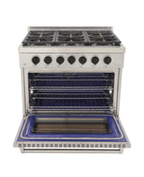 KUCHT Professional 36 in. 5.2 cu. ft. Natural Gas Range with Sealed Burners and Convection Oven in Stainless Steel With Knobs