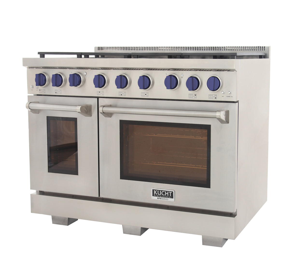 KUCHT Professional 48 in. 6.7 cu. ft. Natural Gas Range with Sealed Burners, Grill / Griddle and Two Ovens - One Convection - in Stainless Steel