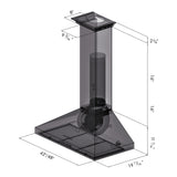 ZLINE 42" Convertible Vent Convertible Vent Wall Mount Range Hood in Stainless Steel with Crown Molding (KL3CRN-42)