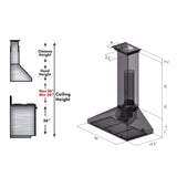ZLINE 36" Convertible Vent Convertible Vent Wall Mount Range Hood in Stainless Steel with Crown Molding (KL3CRN-36)