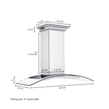 48" ZLINE CrownSound™Ducted Vent Wall Mount Range Hood in Stainless Steel with Built-in Bluetooth Speakers (KN4CRN-BT-48)