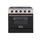 KUCHT Professional 30 in. 4.2 cu. ft. Natural Gas Range with Sealed Burners and Convection Oven in Stainless Steel with Black Oven Door, Black Knobs and Ring Knobs