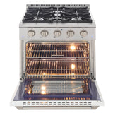 KUCHT Professional 30 in. 4.2 cu. ft. Propane Gas Range with Sealed Burners and Convection Oven in Stainless Steel