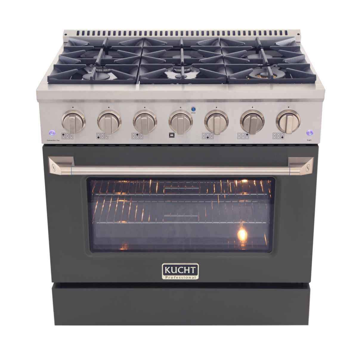 KUCHT Professional 36 in. 5.2 cu. ft. Propane Gas Range with Sealed Burners and Convection Oven in Stainless Steel
