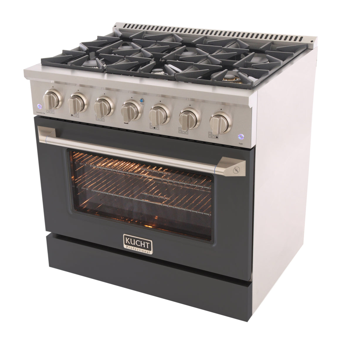 KUCHT Professional 36 in. 5.2 cu. ft. Propane Gas Range with Sealed Burners and Convection Oven in Stainless Steel