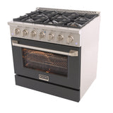 KUCHT Professional 36 in. 5.2 cu. ft. Propane Gas Range with Sealed Burners and Convection Oven in Stainless Steel