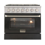 KUCHT Professional 36 in. 5.2 cu. ft. Propane Gas Range with Sealed Burners and Convection Oven in Stainless Steel