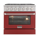 KUCHT Professional 36 in. 5.2 cu. ft. Propane Gas Range with Sealed Burners and Convection Oven in Stainless Steel